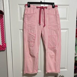 BiBi Pink Striped barrel Jeans